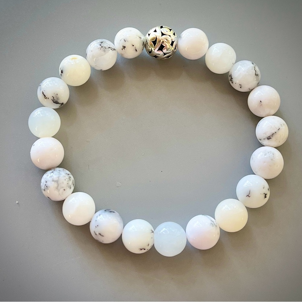 Natural Dendritic Opal Handcrafted Bead Bracelet